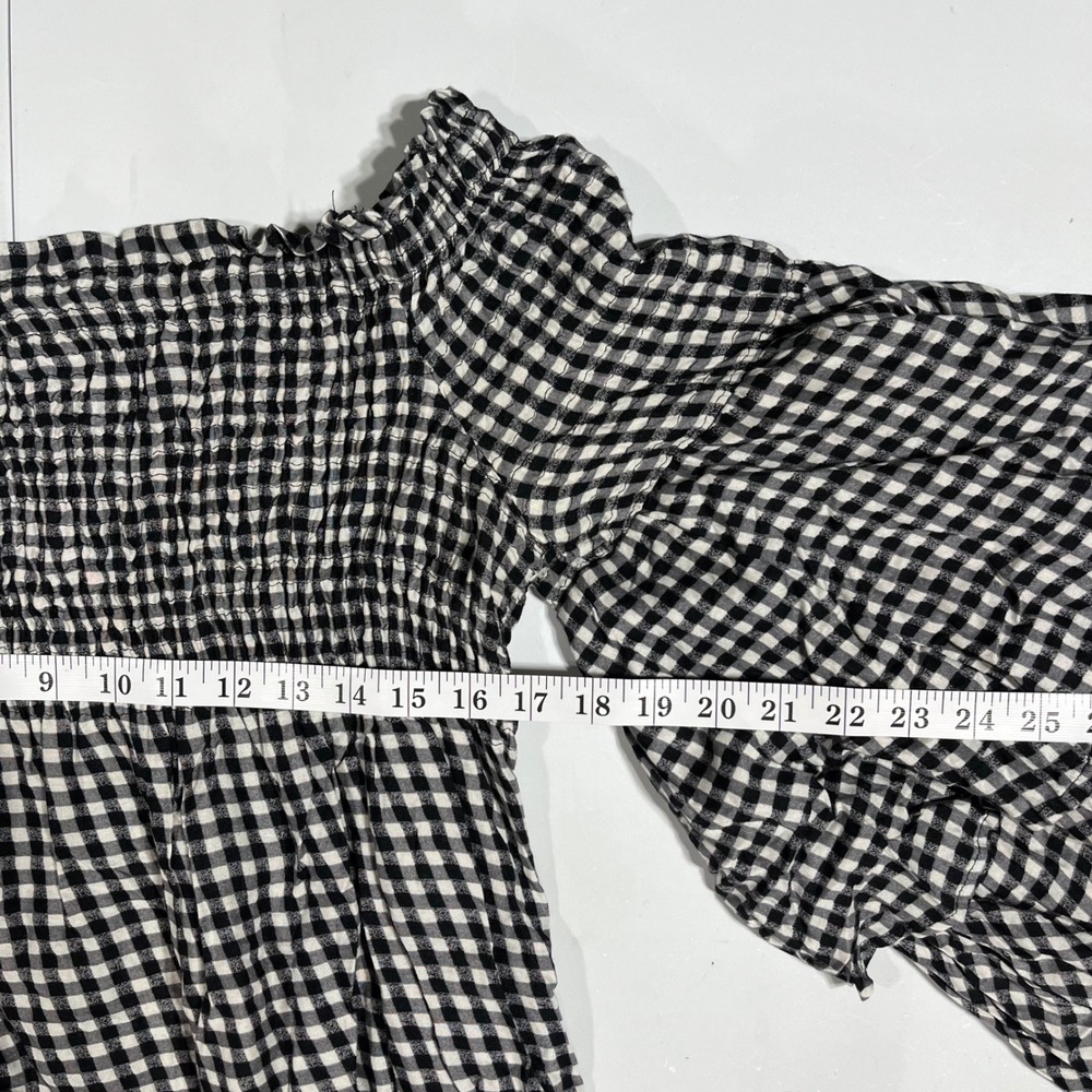 Live4Truth Preppy Old Money Gingham Smocked Cottagecore Top XL Retro Bell Sleeve - Picture 6 of 10